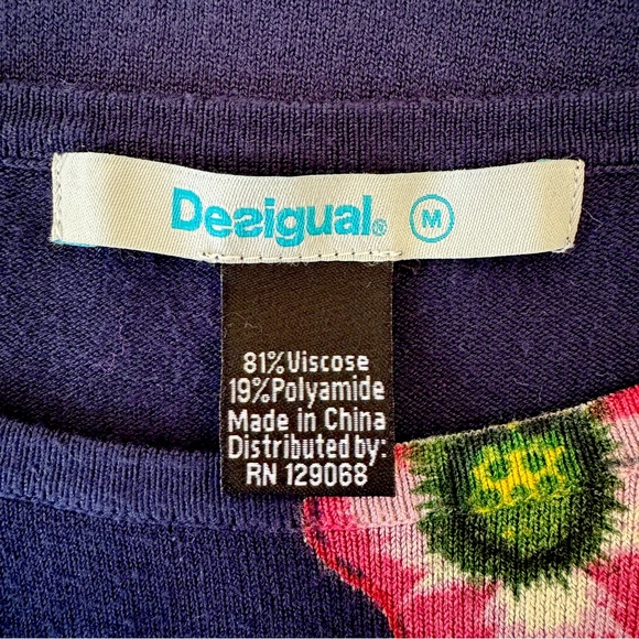 Desigual Yovana Pullover in Navy Floral with Sequin Accents, Size M - Picture 10 of 10